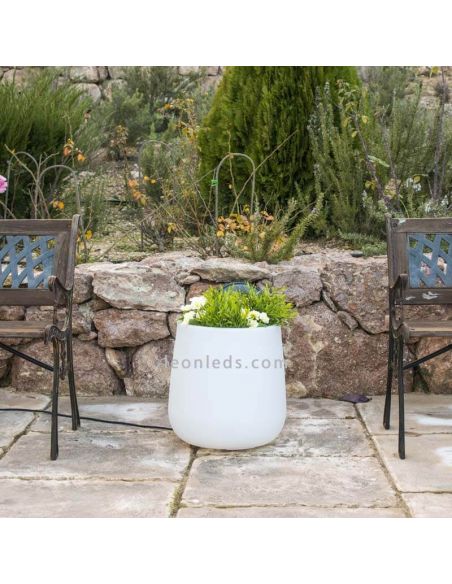 Petite jardinière LED ronde Camélia 40 câble