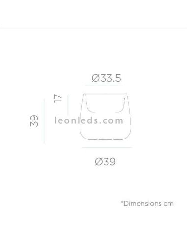 Camelia 40 solaire petite jardinière ronde LED dimensions