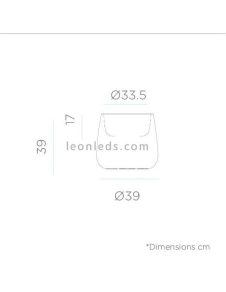 Macetero LED redondo pequeño Camelia 40 solar dimensiones