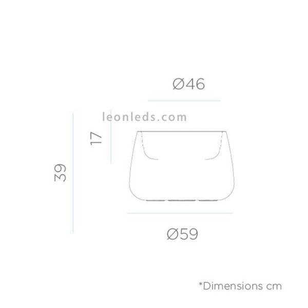 Camélia 60 dimensões jardineira led média para exterior