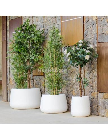 Macetero LED grande Camelia 80 con luz blanca ambiente