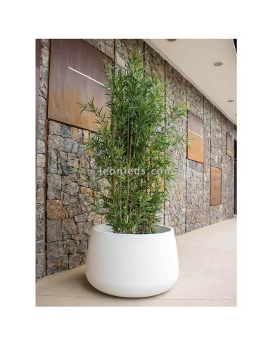 Macetero LED grande Camelia 80 con luz blanca exterior