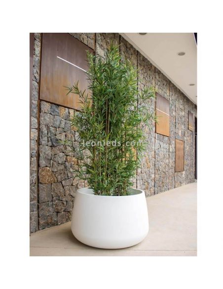 Macetero LED grande Camelia 80 con luz blanca exterior