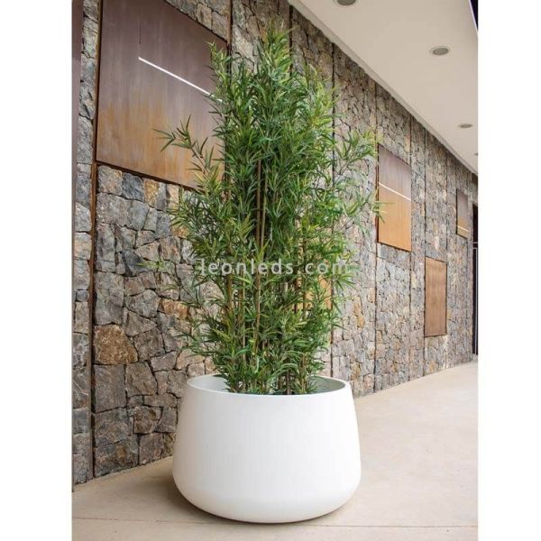 Macetero LED grande Camelia 80 con luz blanca exterior