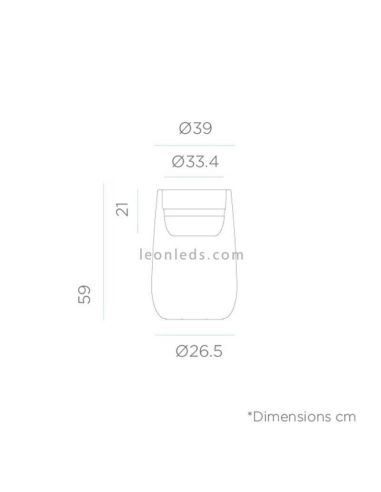Dimensions de la jardinière LED haute d'extérieur Camélia