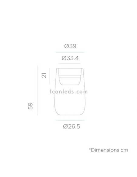 Dimensões da jardineira LED exterior alta Camelia