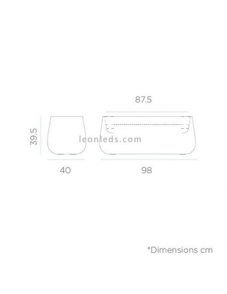 Jardinière longue Camelia Large LED avec câble ou dimensions solaires