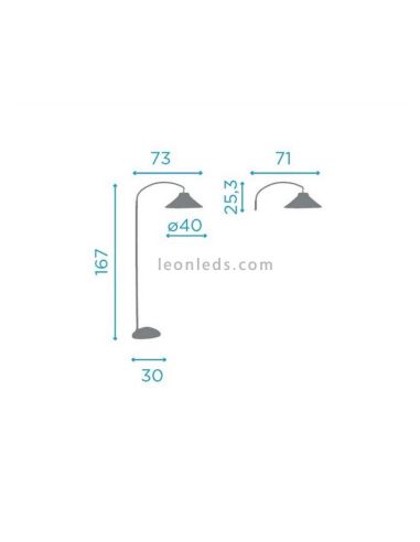 Lámpara de pie natural sin cables Niza 165 dimensiones