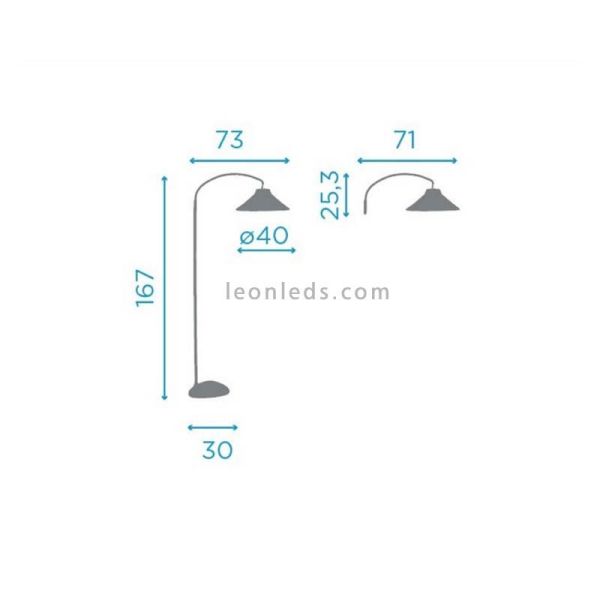 Lámpara de pie natural sin cables Niza 165 dimensiones