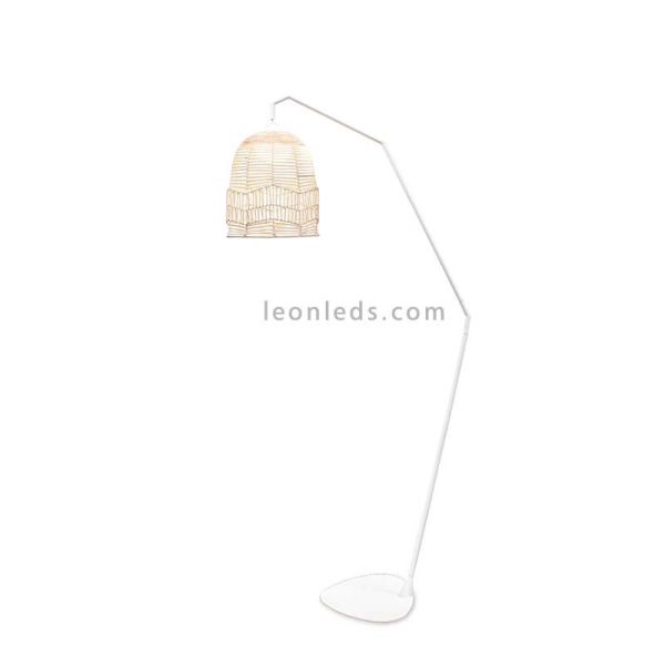 Lámpara de pie Santorini natural y recargable blanca
