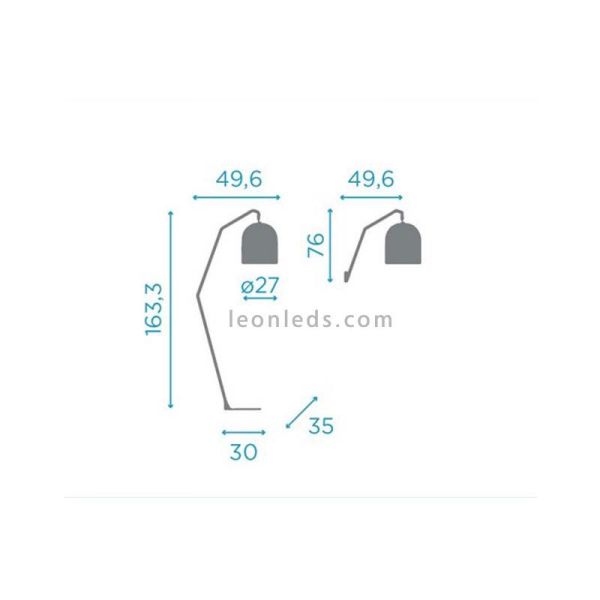Lámpara de pie Santorini natural y recargable blanca dimensiones