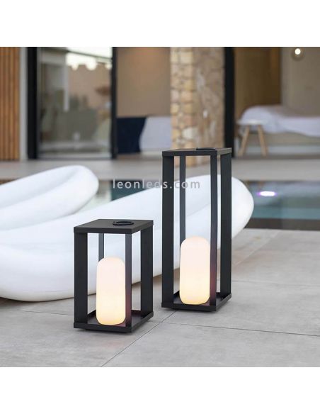 Pequena lâmpada LED Siroco 30 preta com bateria recarregável ambiente