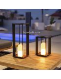 Lámpara LED negra pequeña Siroco 30 con batería recargable para exterior