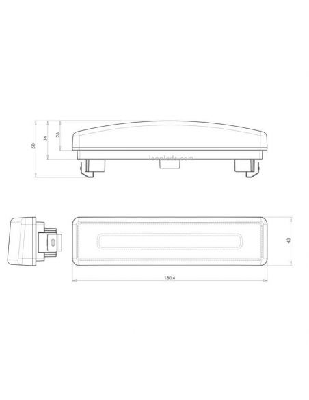 Dimensiones Piloto LED para Scania con luz Naranja - Ambar con cable Was | LeonLeds