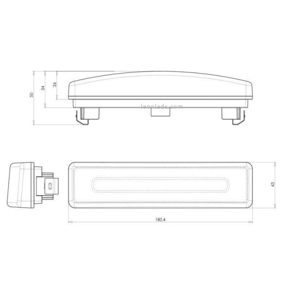 Dimensiones Piloto LED para Scania con luz Naranja - Ambar con cable Was | LeonLeds