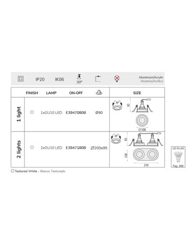 Downlight LED Musca GU10 doble I LeonLeds Iluminación