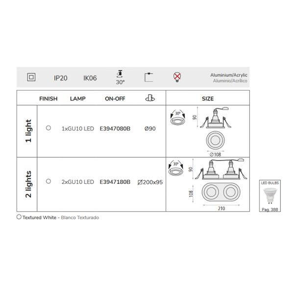 Downlight LED Musca GU10 doble I LeonLeds Iluminación