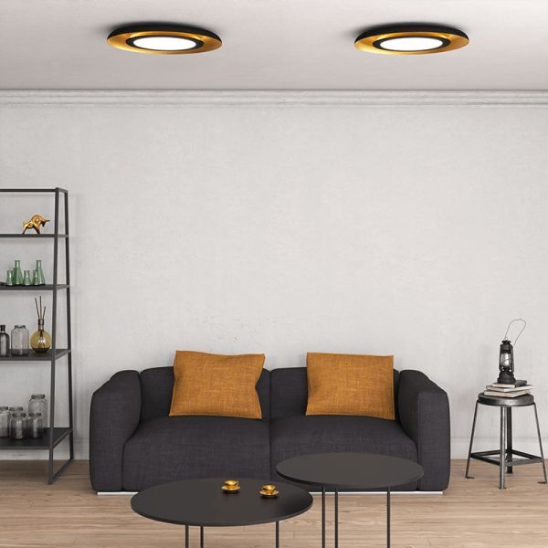 Plafón LED Shiitake negro y oro I LeonLeds Iluminación