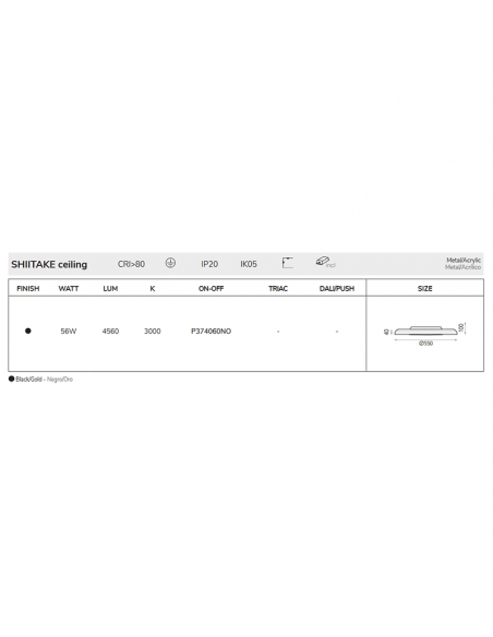 Plafón LED Shiitake negro y oro I LeonLeds Iluminación