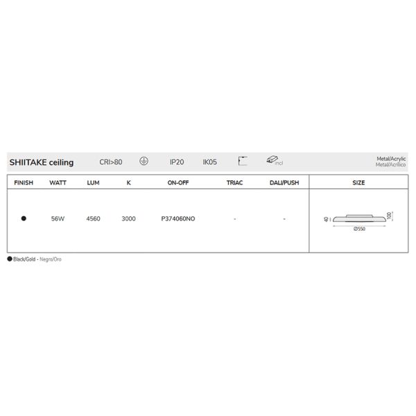 Plafón LED Shiitake negro y oro I LeonLeds Iluminación