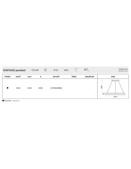 Candeeiro suspenso LED Shiitake preto ou dourado I LeonLeds Iluminación