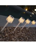 Lámpara LED solar y con batería recargable múltiple 5 en 1 Greta blanco ambiente New Garden