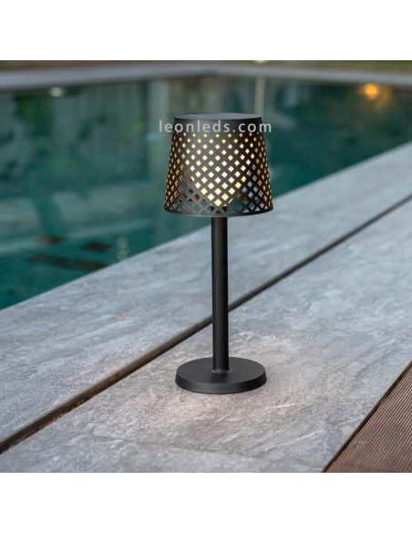 Lámpara LED solar y con batería recargable múltiple 5 en 1 Greta negra mesa