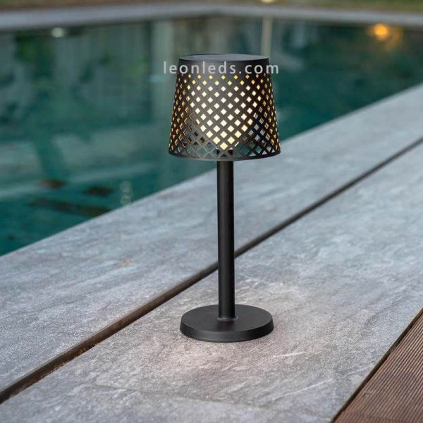 Lámpara LED solar y con batería recargable múltiple 5 en 1 Greta negra mesa