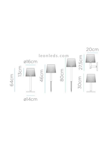 Lámpara LED solar y con batería recargable múltiple 5 en 1 Greta dimensiones