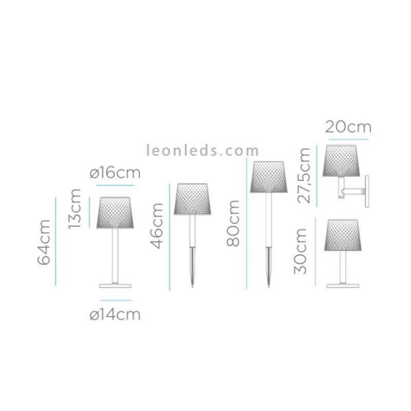 Lámpara LED solar y con batería recargable múltiple 5 en 1 Greta dimensiones
