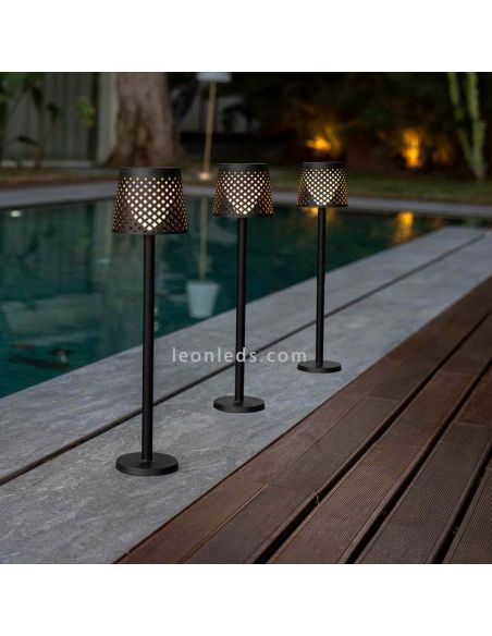 Lámpara LED solar y con batería recargable múltiple 5 en 1 Greta negra mesa alta