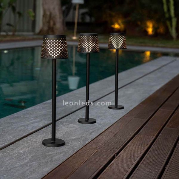 Lámpara LED solar y con batería recargable múltiple 5 en 1 Greta negra mesa alta