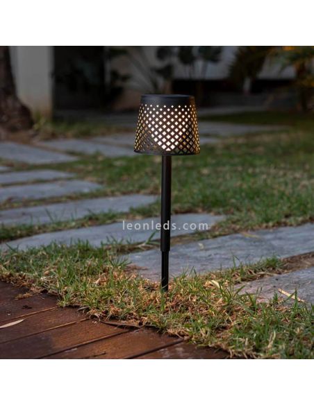 Lámpara LED solar y con batería recargable múltiple 5 en 1 Greta negra pica