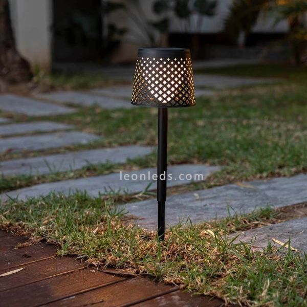 Lámpara LED solar y con batería recargable múltiple 5 en 1 Greta negra pica