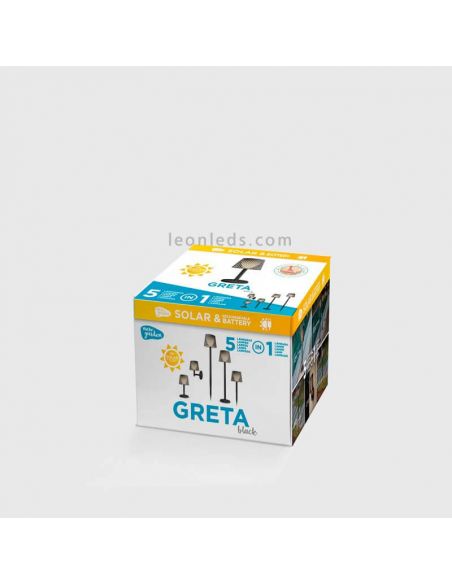 Lámpara LED solar y con batería recargable múltiple 5 en 1 Greta embalaje