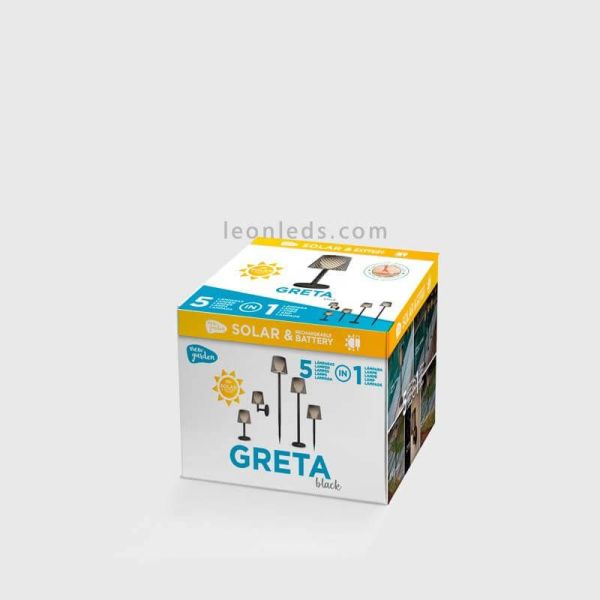 Lámpara LED solar y con batería recargable múltiple 5 en 1 Greta embalaje