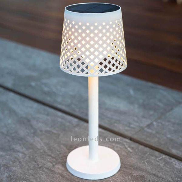 Lámpara LED solar y con batería recargable múltiple 5 en 1 Greta lámpara de mesa blanca