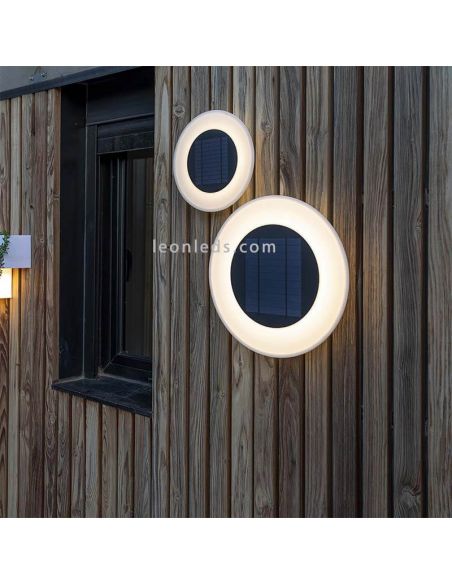 Aplique LED de pared solar circular Wally New Garden dos tamaños disponibles