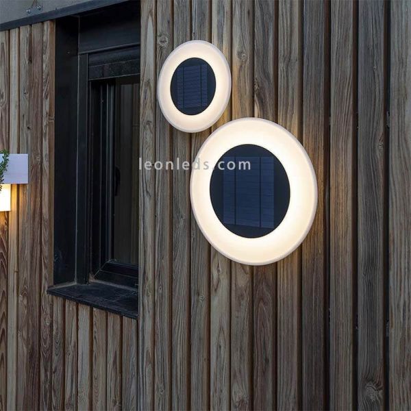 Aplique LED de pared solar circular Wally New Garden dos tamaños disponibles