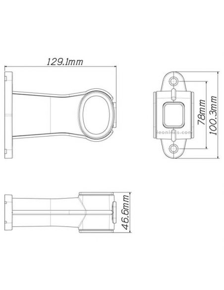 Dimensões Refletor LED de largura reta com conector Superpoint de 3 luzes | leonleds