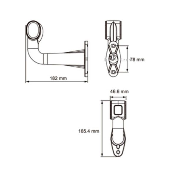 Dimensions Voyant LED largeur en L avec connecteur 3 feux Superpoint | leonleds
