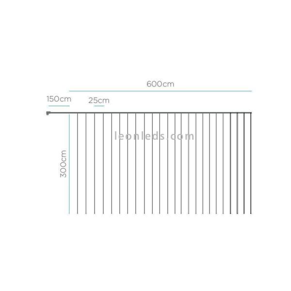 Cortina de luces exterior extra grande Luceo 6x3 dimensiones