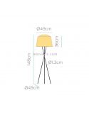 Lámpara de pie natural Amalfi 145 sin cables dimensiones