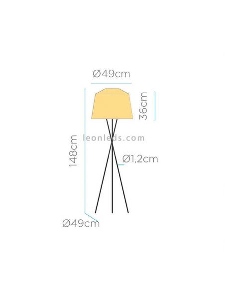 Amalfi 145 lampadaire naturel sans câbles dimensions