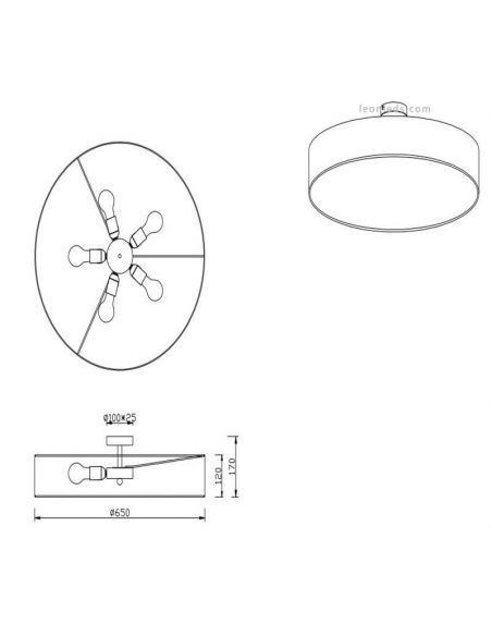 Plafón de techo Hotel de Trio Lighting 65cm medidas| LeonLeds.com