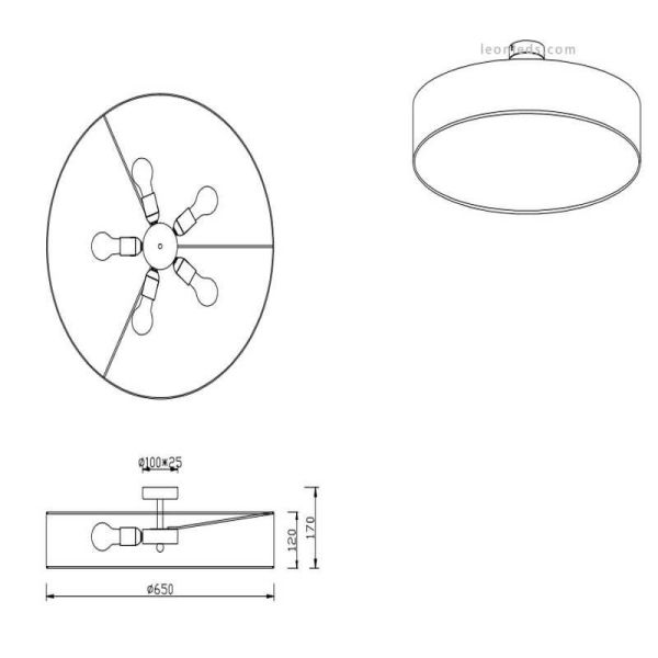Candeeiro de teto Trio Lighting Hotel 65cm medidas| LeonLeds.com