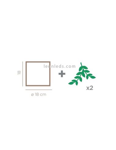 Aplique decorativo branco com planta artificial Dimensões da parede Wall 18