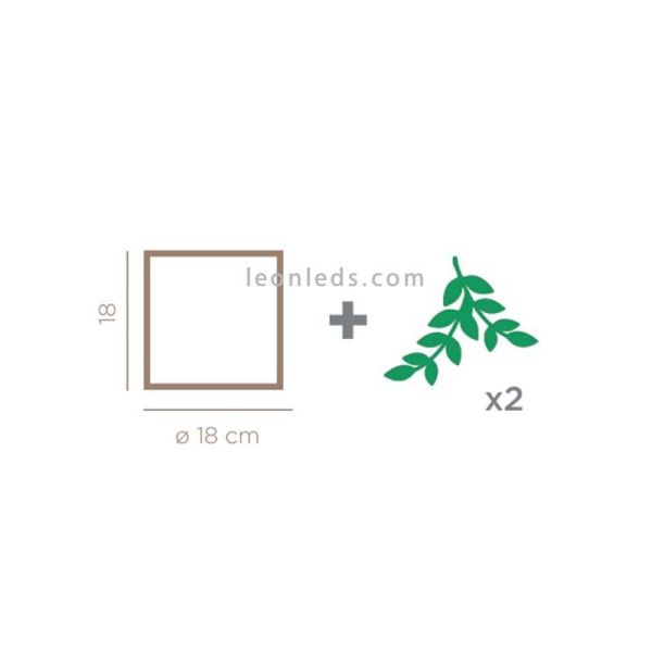 Aplique de pared decorativo blanco con planta artificial Wall dimensiones Wall 18