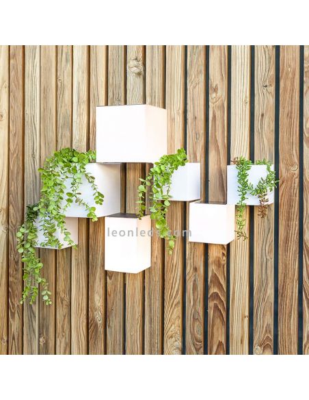 Candeeiro de parede decorativo branco com atmosfera de vaso de parede de planta artificial