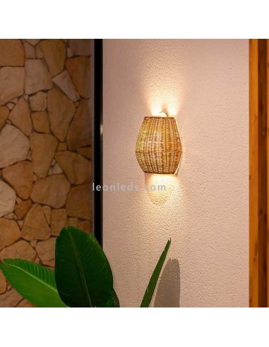 Aplique LED exterior natural sin cables Saona 25 wall ambiente